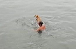 Un vecino protagonizó el rescate de un perro en el canal de la Génova
