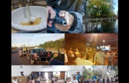 A falta de agua, lago en Plaza Almafuerte; vecino cortando la 60; y funcionarios que no dan la talla