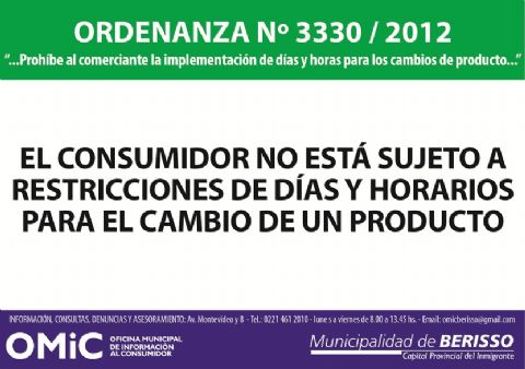 Ley de cambio de productos sin restricciones en comercios locales