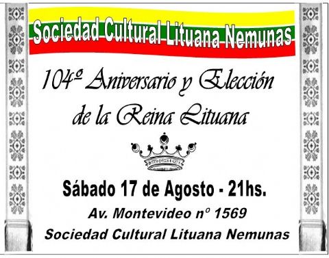 Cena por el 104º Aniversario de Nemunas y elección de Reina Lituana