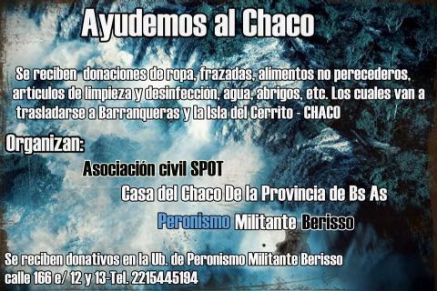 Continúa la campaña “Ayudemos al Chaco”