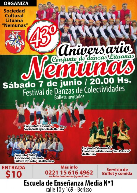 “Nemunas” celebrará su 43º aniversario con una gran “Fiesta de Colectividades”