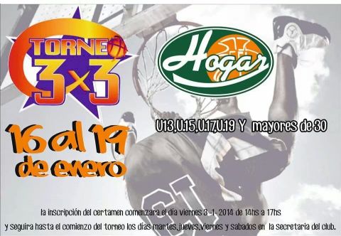 Lanzan torneo de básquet "Tres por Tres" en el club Hogar Social