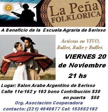 Peña folklórica a beneficio de la Escuela Agraria