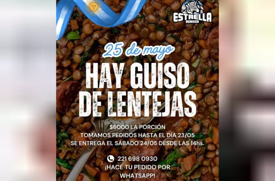 Los pedidos se toman hasta el día viernes 23 y se entregan el día sábado 24 desde las 14 horas.