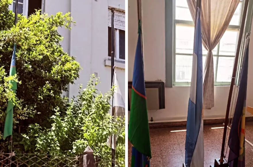 Banderas a media asta en el Concejo.