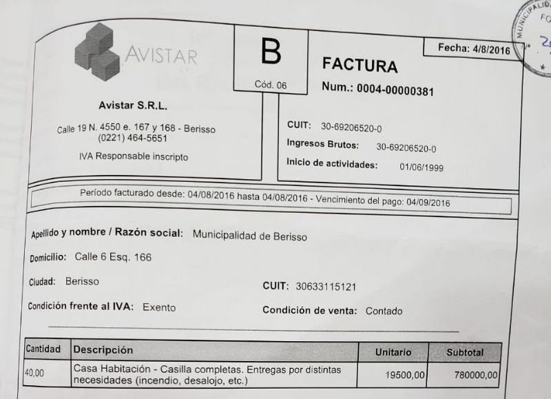 La facturación en cuestión.
