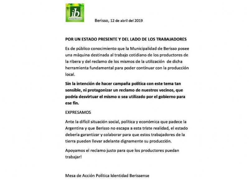 Comunicado de la Mesa de Acción Política.