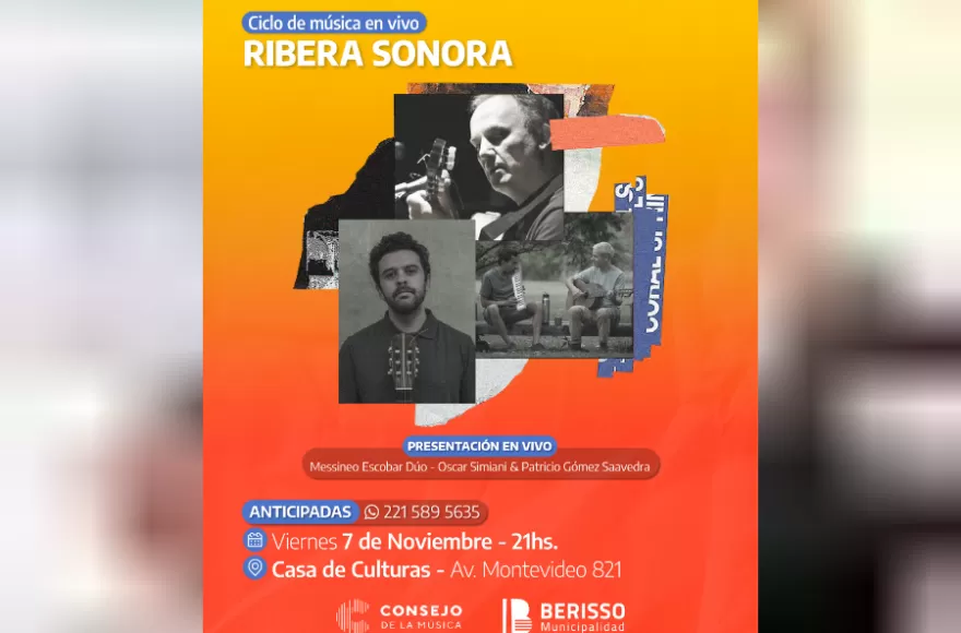 Este viernes a las 21 se llevará adelante una nueva fecha del ciclo de música en vivo “Ribera Sonora”.