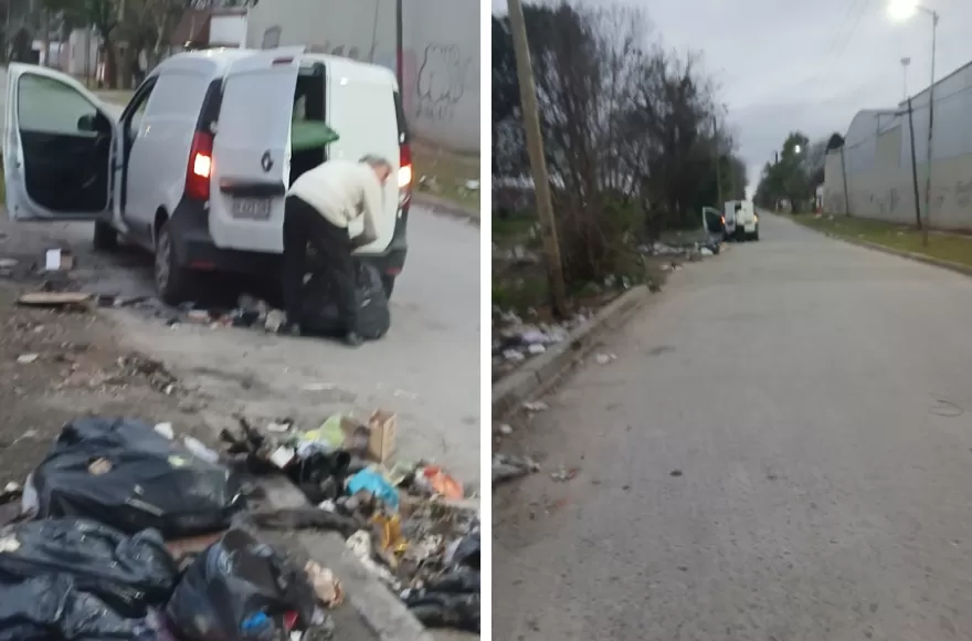 Momento de la descarga de basura.