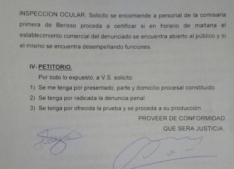 La denuncia.