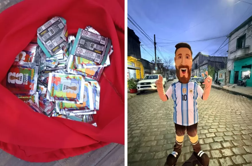 Se repartieron 150 paquetes de figuritas del Mundial.