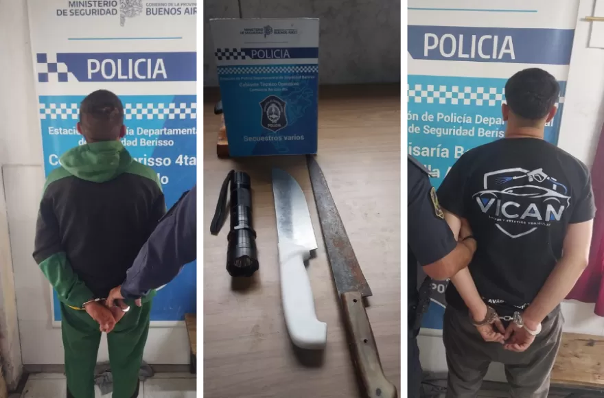 El hecho terminó con dos detenidos y el secuestro de un machete de unos 25 centímetros, dos cuchillos y la picana eléctrica.
