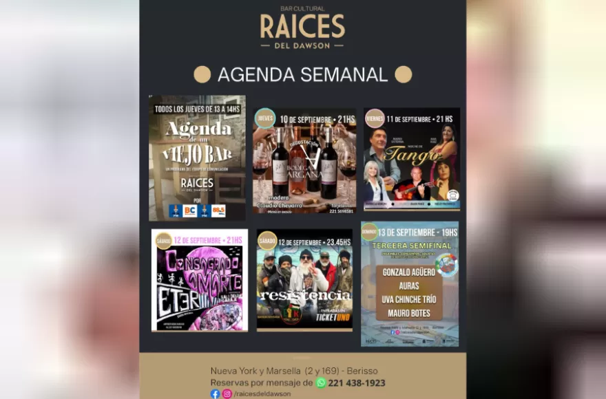 Agenda del fin de semana en Raíces
