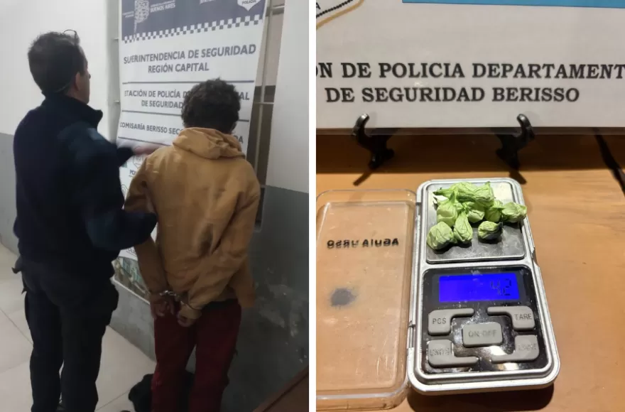 Se encontró una bolsa de nylon verde con 12 bolsitas de sustancia polvorienta blanca, con 4.2 gramos.
