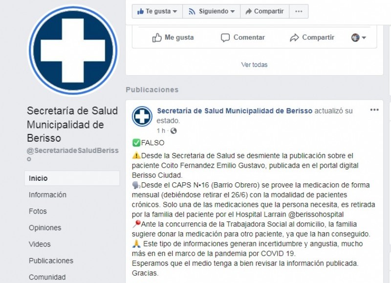 El precipitado comunicado de la Secretaría de Salud comunal.