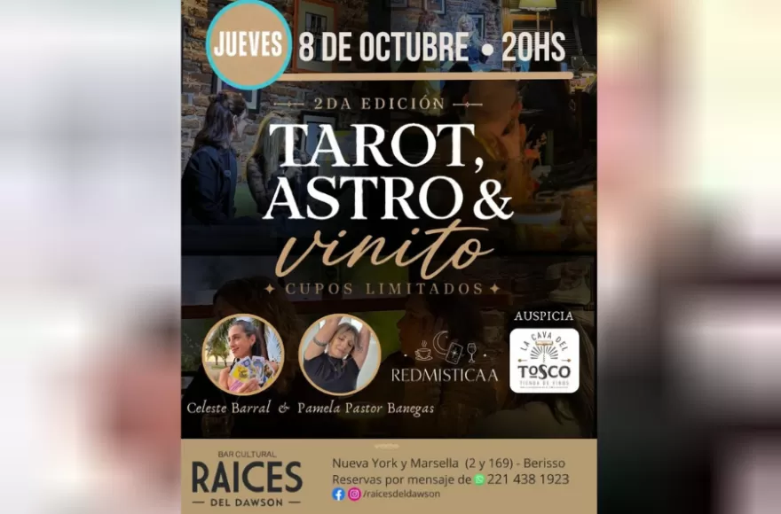 Tarot, Astro y Vinito llega el viernes a La Nueva York.