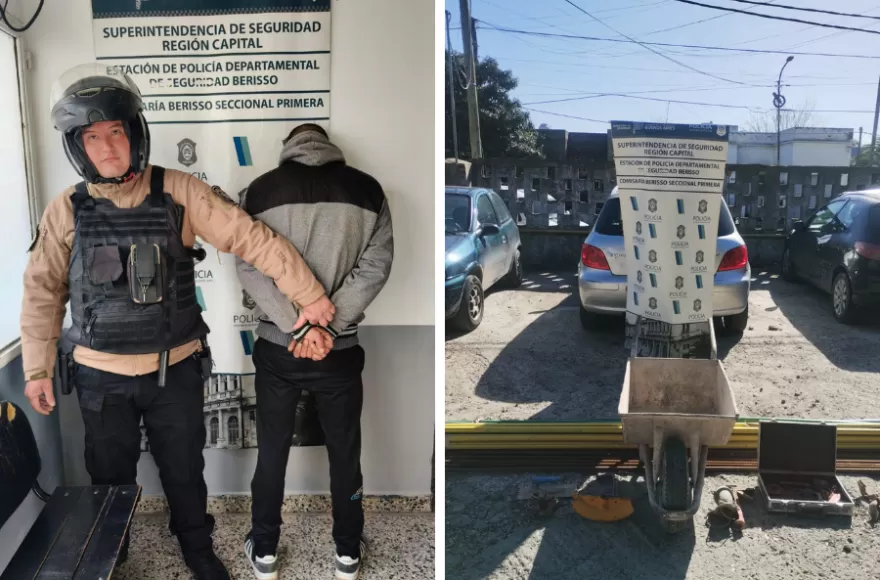 Al momento de la aprehensión se le secuestró un carro de tiro de su propiedad en el que transportaba los elementos robados.