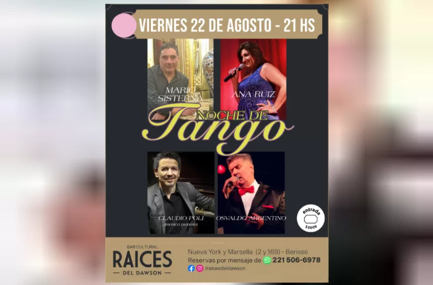 Raíces se prepara para una noche de tango el viernes.