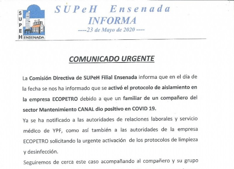Comunicado del SUPeH Ensenada.