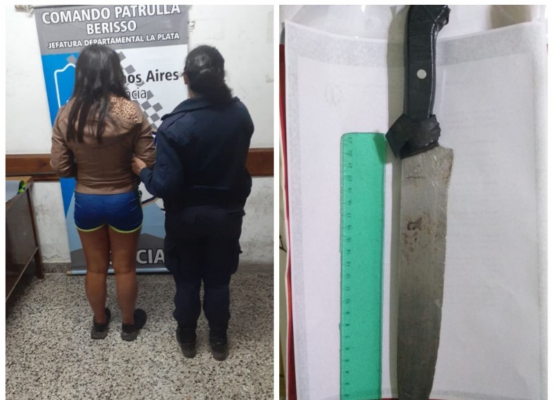 La joven además de amenazar a su pareja, se puso violenta con los efectivos policiales.