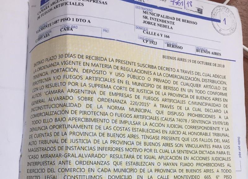 Carta documento de la Cámara sectorial.