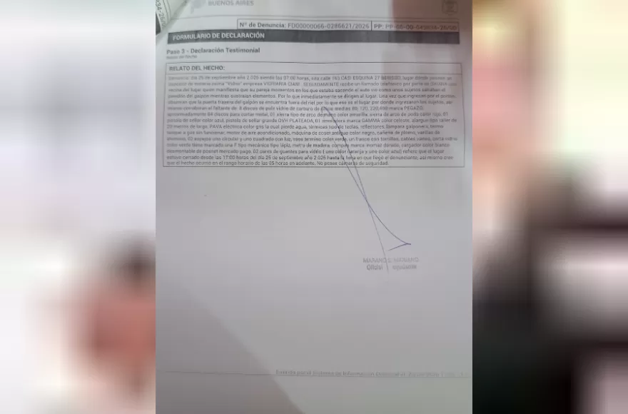 Denuncia realizada por los comerciantes.