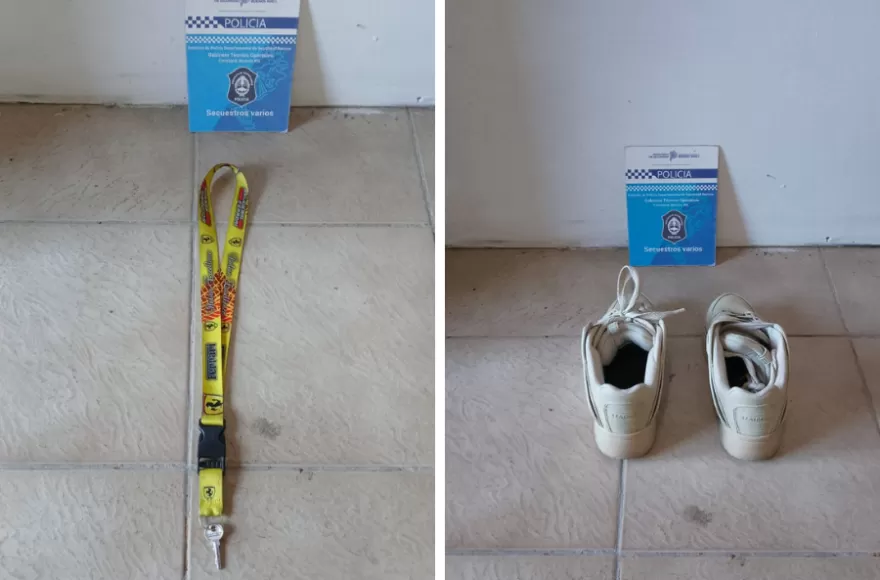 Además de las prendas, se secuestró un colgante de llave perteneciente a la motocicleta.