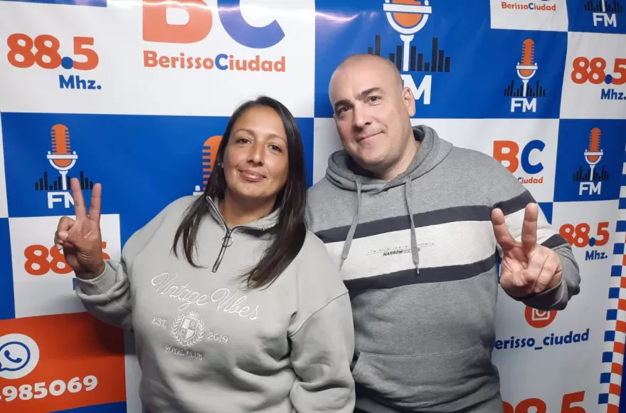 Melina Herrera y Gustavo Colombo, referentes locales de las 62 Organizaciones Peronistas.