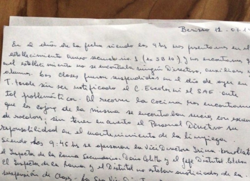 Fragmento del acta oficial.