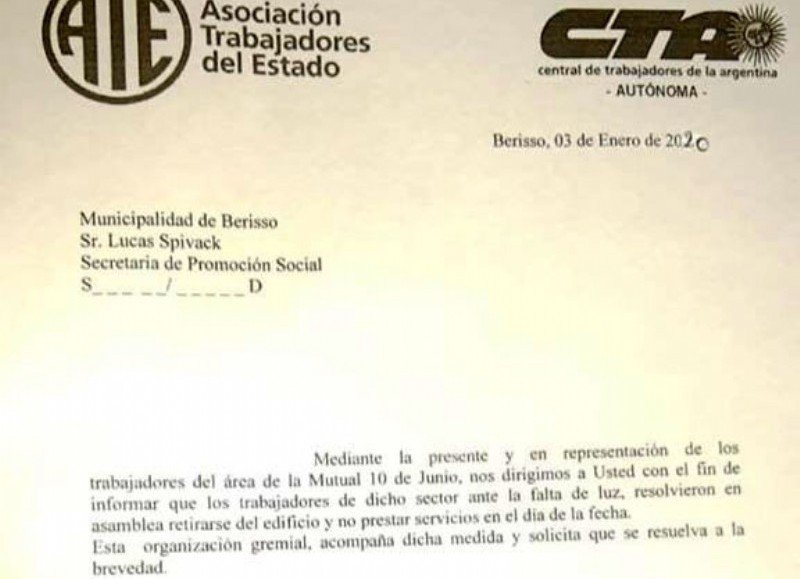 Se suspendió la actividad.