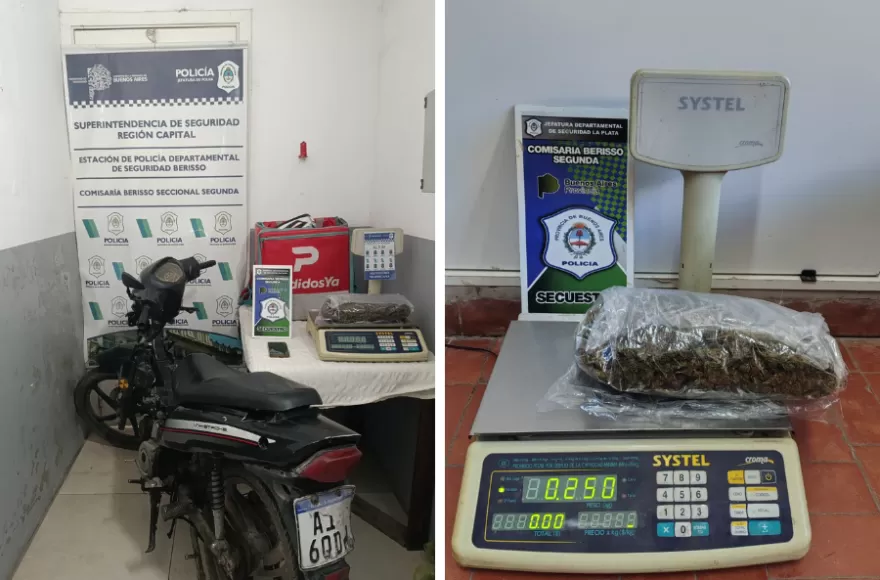 El sujeto transportaba 250 gramos de marihuana en el interior de una mochila de la aplicación Pedidos Ya.