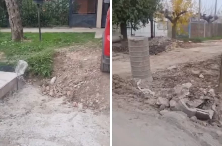 Los frentistas tuvieron que improvisar, ya que el abandono de la obra les impedía poder entrar sus automóviles.