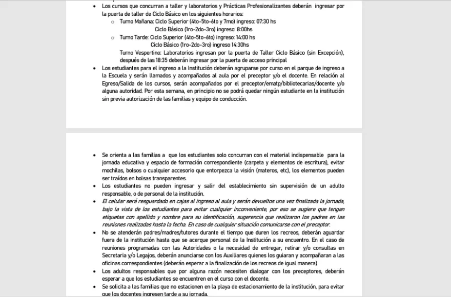 Polémica: familias rechazan el protocolo de seguridad de la Escuela Técnica N° 2 tras amenazas