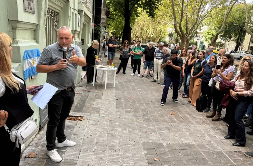 Vander fue uno de los oradores en el acto realizado por la CGT Regional La Plata a 50 años del golpe de Estado.