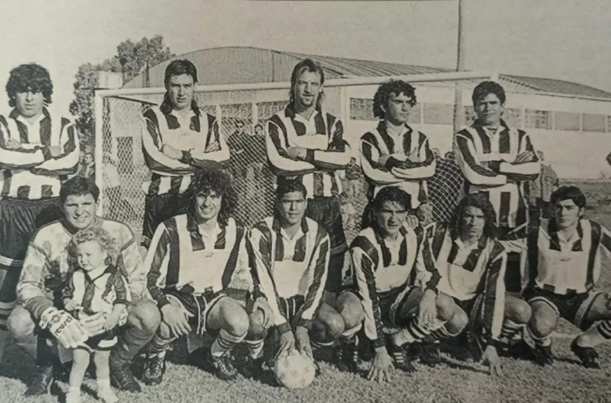 Primer día. De pie: Benavidez, Garibaldi, Bozok, Serrano, M. Rodríguez; agachados: A. Rodríguez, Asaff, López, D. Rodríguez, A. Jones, Lan.
