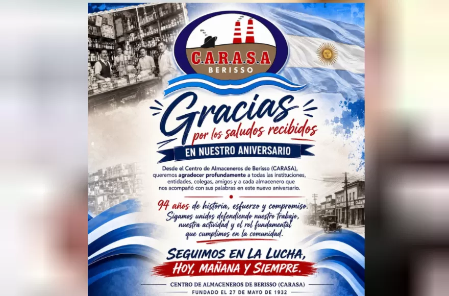 CARASA también se sumó a las felicitaciones.