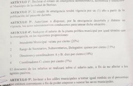 Cagliardi decreta emergencia administrativa, económica y financiera