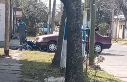 Choque de moto y auto en 13 y 159