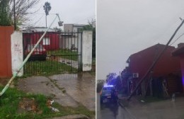 Temporal: Numerosos postes caídos, cables tendidos y voladura de un techo