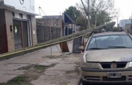 Cayó poste contra un auto estacionado en 12 entre 151 y 152