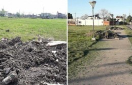 Reclamo vecinal por la plaza del Barrio UDocBA: "Queremos que retiren la mugre que tiró la gente del municipio"