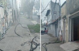 Producto del incendio en 13 y 166, cables caídos y falta de servicio eléctrico