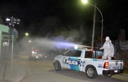 Operativo de desinfección en la vía pública motorizado por la Policía Ecológica provincial