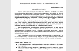 Pol&eacute;mica: familias rechazan el protocolo de seguridad de la Escuela T&eacute;cnica N&deg; 2 tras amenazas