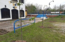 Plantación de árboles en el predio de fútbol infantil del Club Villa Zula