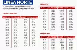 Servicio especial de la Línea Norte por otras en la Estación Tolosa