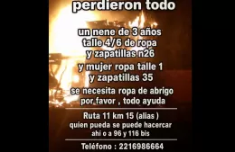 Llamado a la solidaridad: perdieron todo tras el incendio de su vivienda