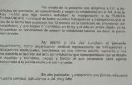 El STMB le solicitó al Ejecutivo el pase a planta permanente de trabajadores