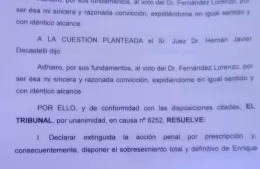 Sobreseimiento total  y definitivo para el exintendente Slezack